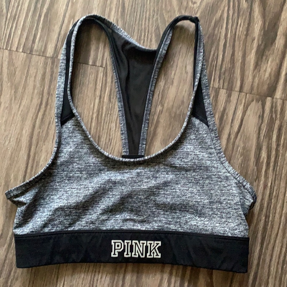 PINK black/grey sports bra